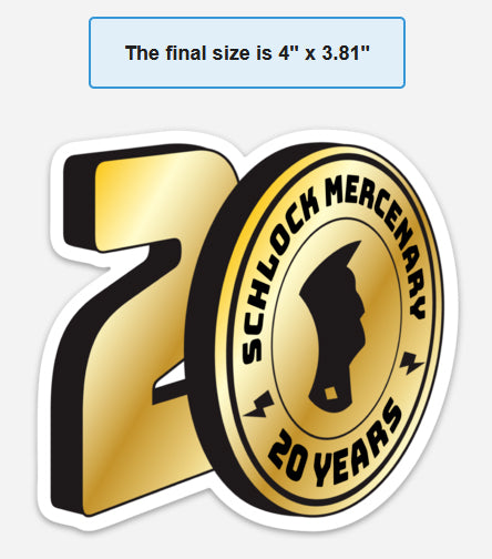 Schlock Mercenary 20th anniversary Sticker