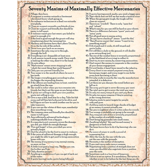 Seventy Maxims Poster Brown 2-Column